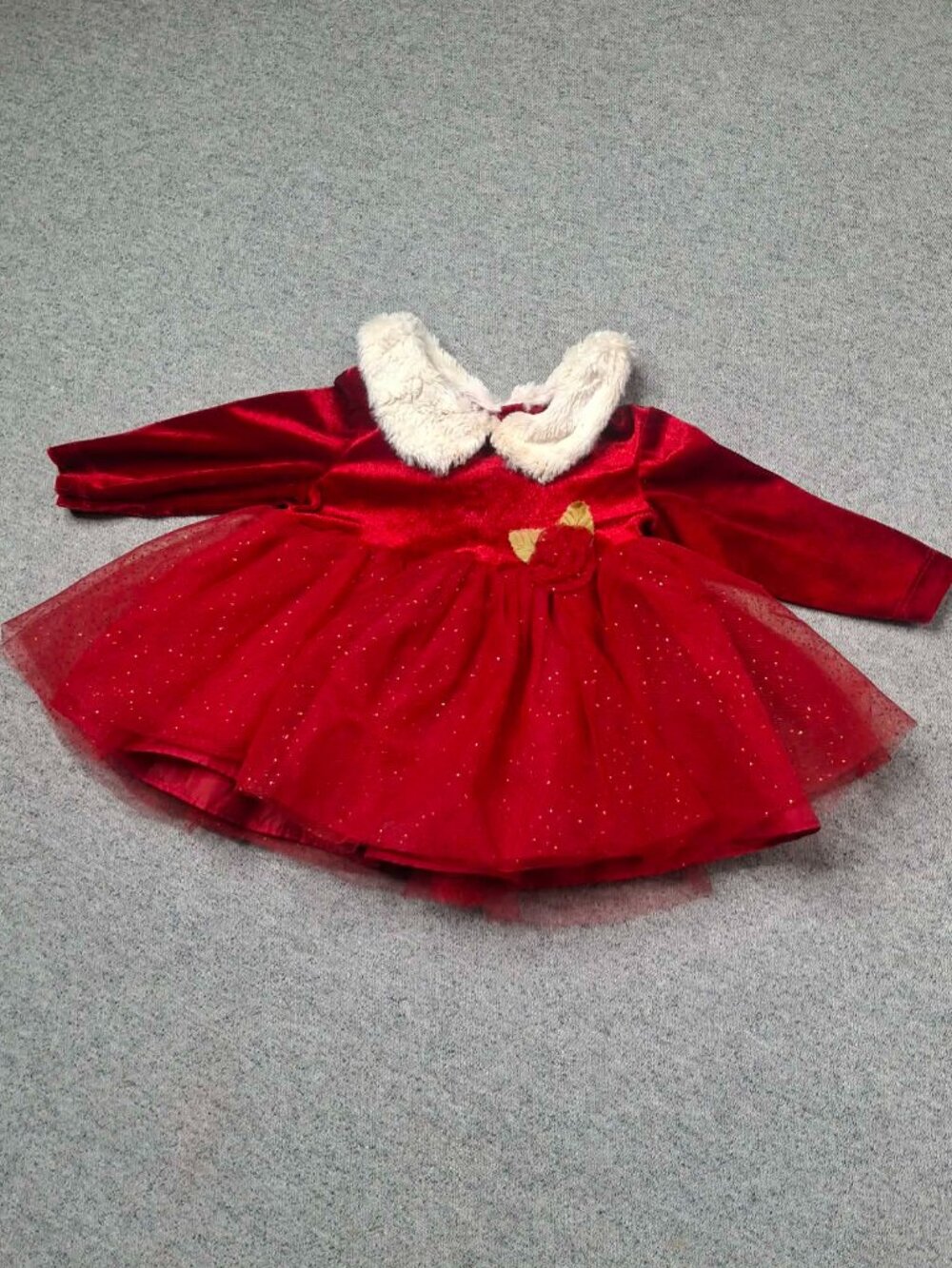 Traditional Baby Girl Holiday Christmas Dress 9M Red Velvet Tulle StorybookDress